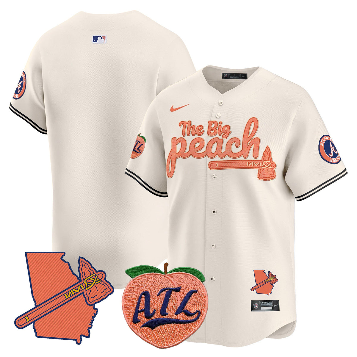 Men's Atlanta Braves The Big Peach Vapor Premier Limited Jersey V2 - All Stitched
