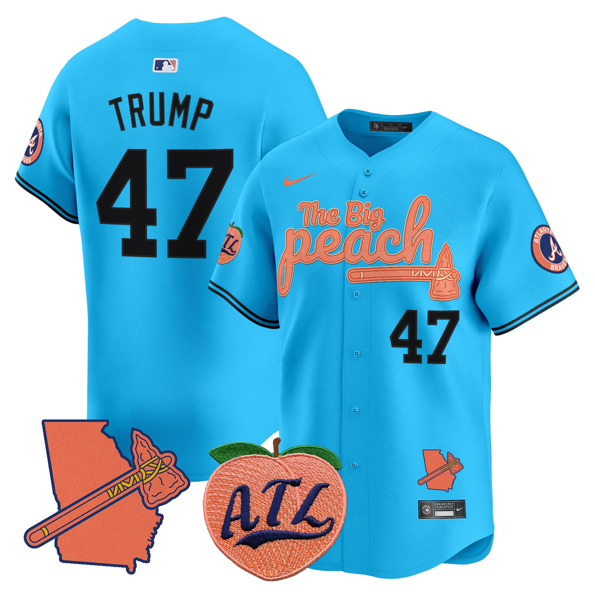 Men's Atlanta Braves The Big Peach Vapor Premier Limited Jersey V2 - All Stitched