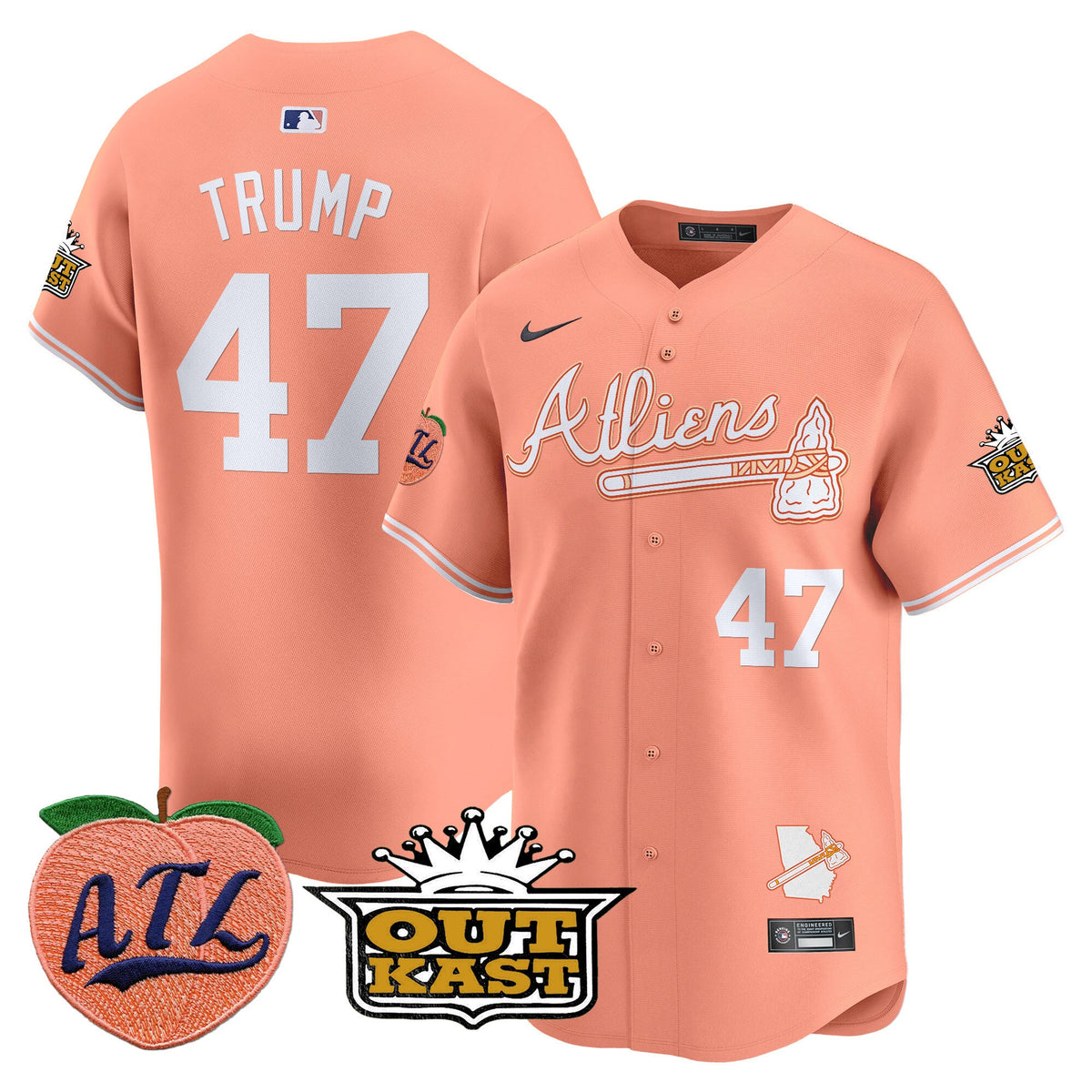 Men's Atlanta Braves Atliens & Peach Vapor Premier Limited Jersey - All Stitched