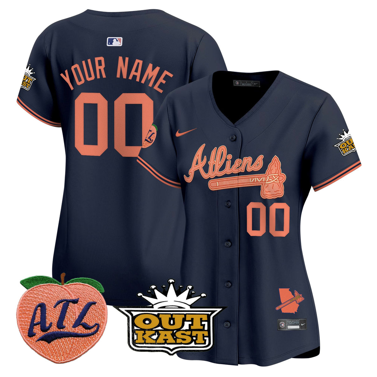 Atlanta Braves Atliens & Peach Vapor Premier Limited Custom Jersey - All Stitched