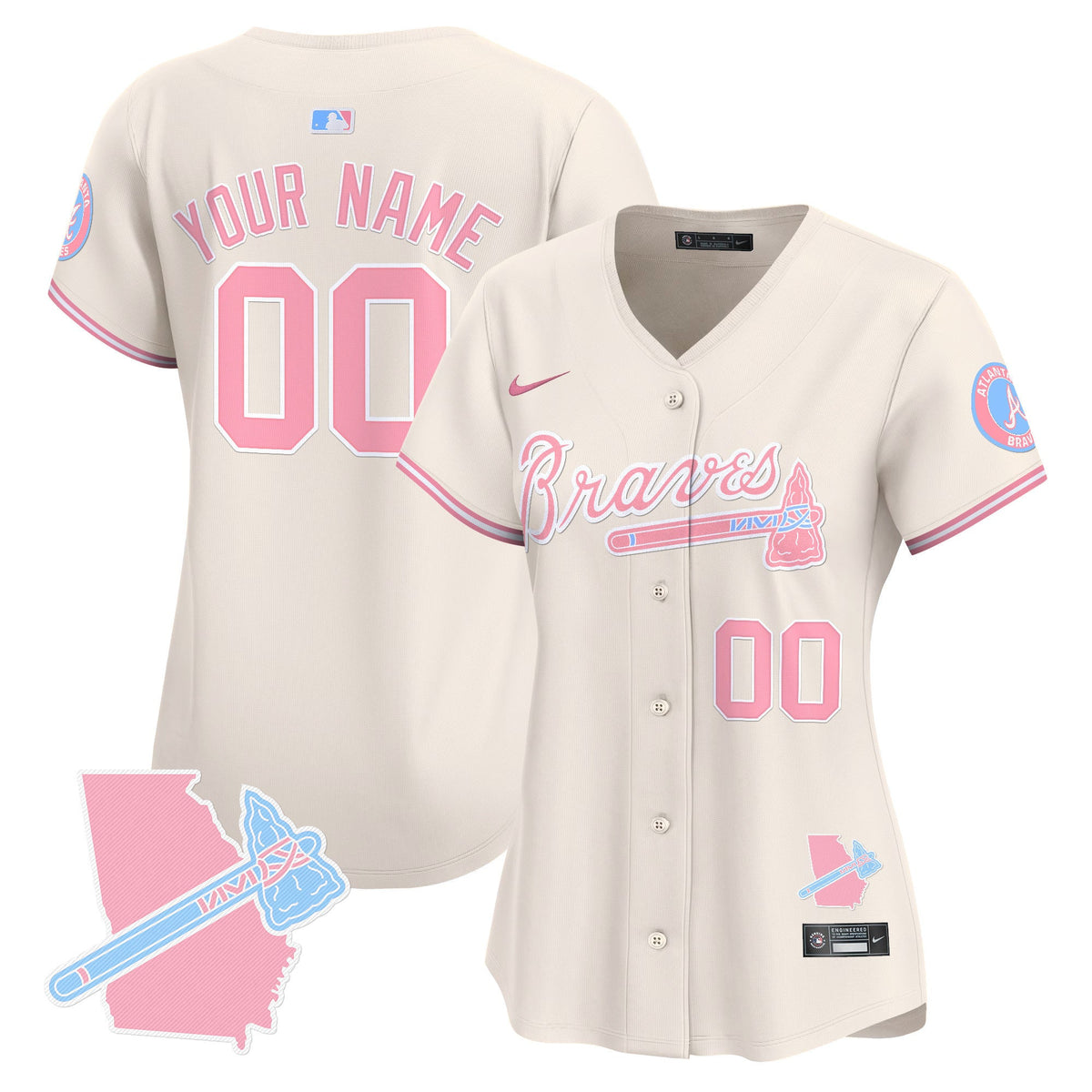 Atlanta Braves Bubblegum Pink Vapor Premier Limited Custom Jersey - All Stitched