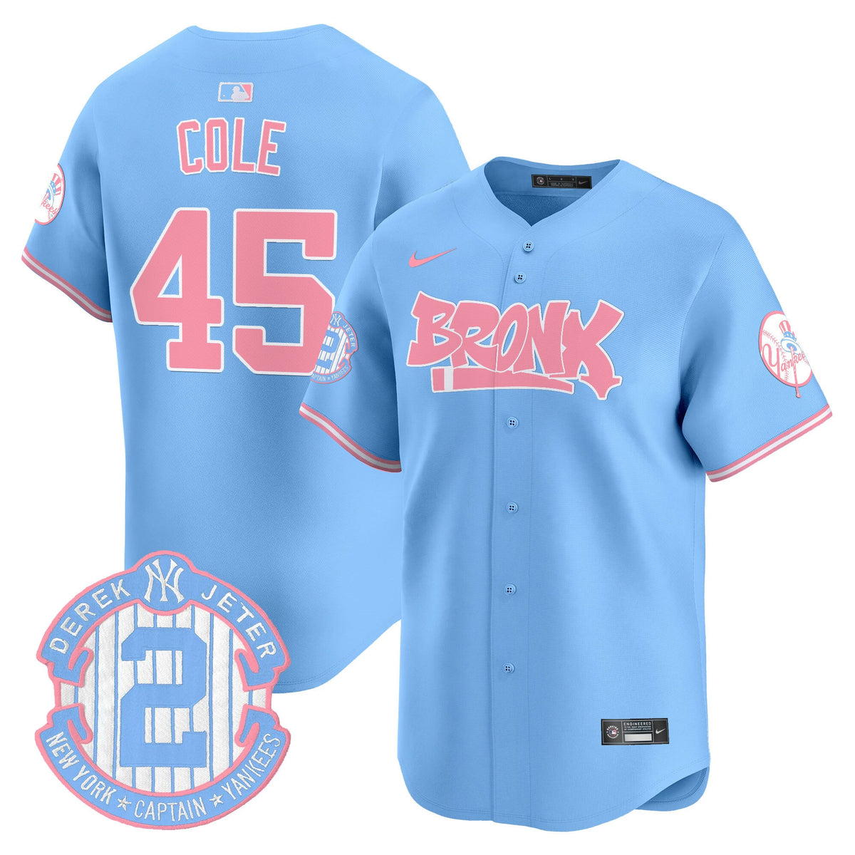 Unisex Yankees The Bronx Graffiti Bubblegum Pink Vapor Premier Limited Jersey - All Stitched