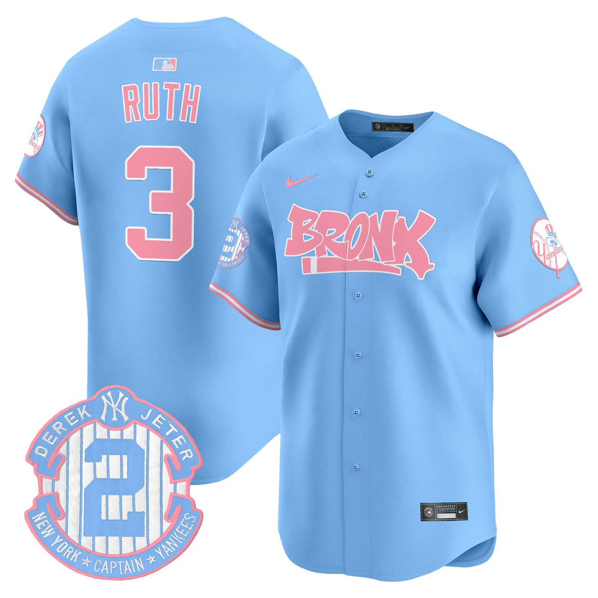 Unisex Yankees The Bronx Graffiti Bubblegum Pink Vapor Premier Limited Jersey - All Stitched