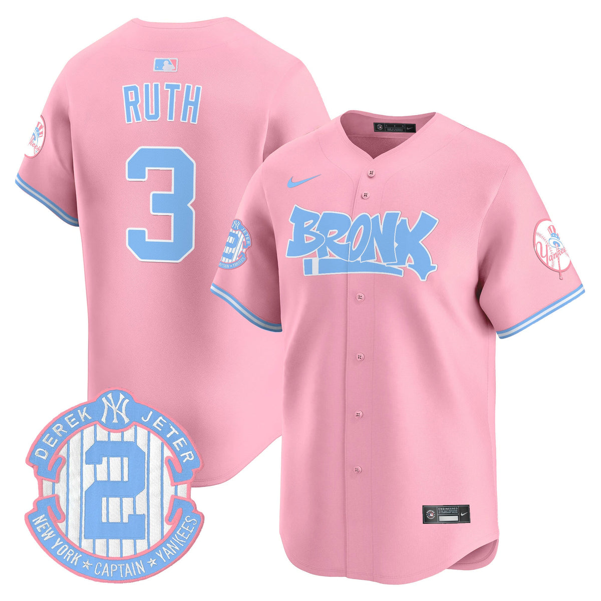 Unisex Yankees The Bronx Graffiti Bubblegum Pink Vapor Premier Limited Jersey - All Stitched