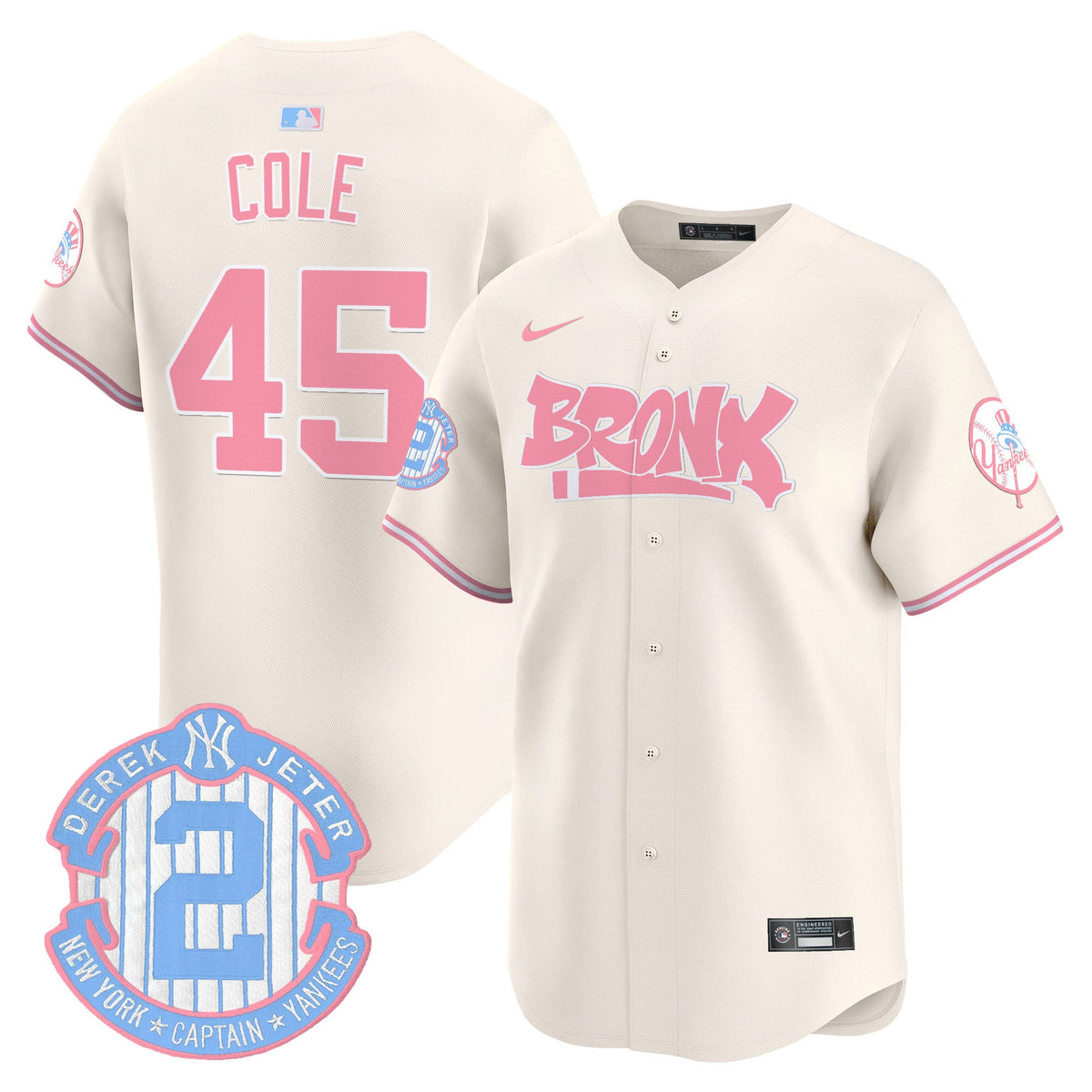 Unisex Yankees The Bronx Graffiti Bubblegum Pink Vapor Premier Limited Jersey - All Stitched