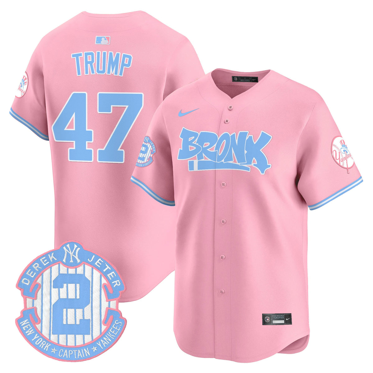 Unisex Yankees The Bronx Graffiti Bubblegum Pink Vapor Premier Limited Jersey - All Stitched