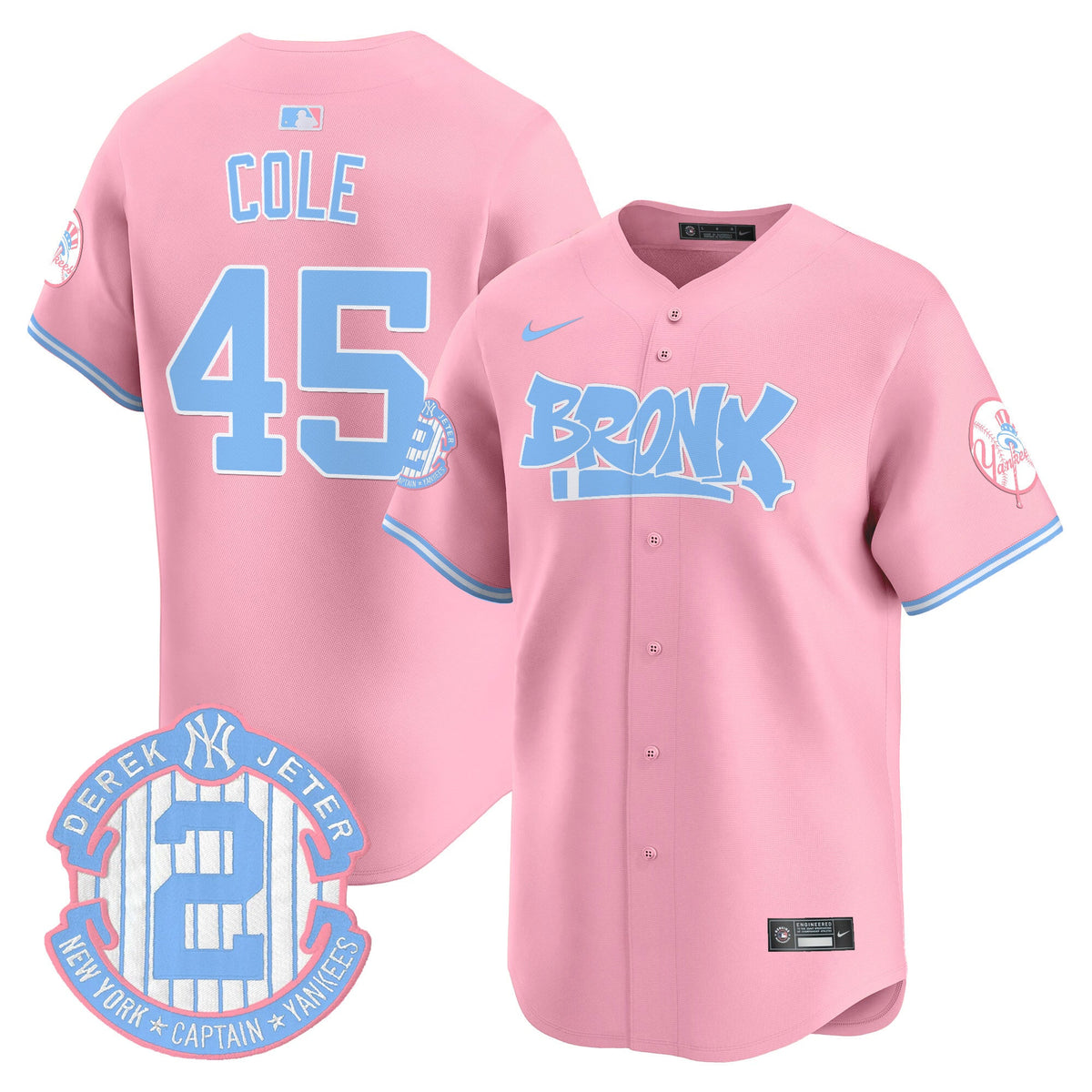 Unisex Yankees The Bronx Graffiti Bubblegum Pink Vapor Premier Limited Jersey - All Stitched