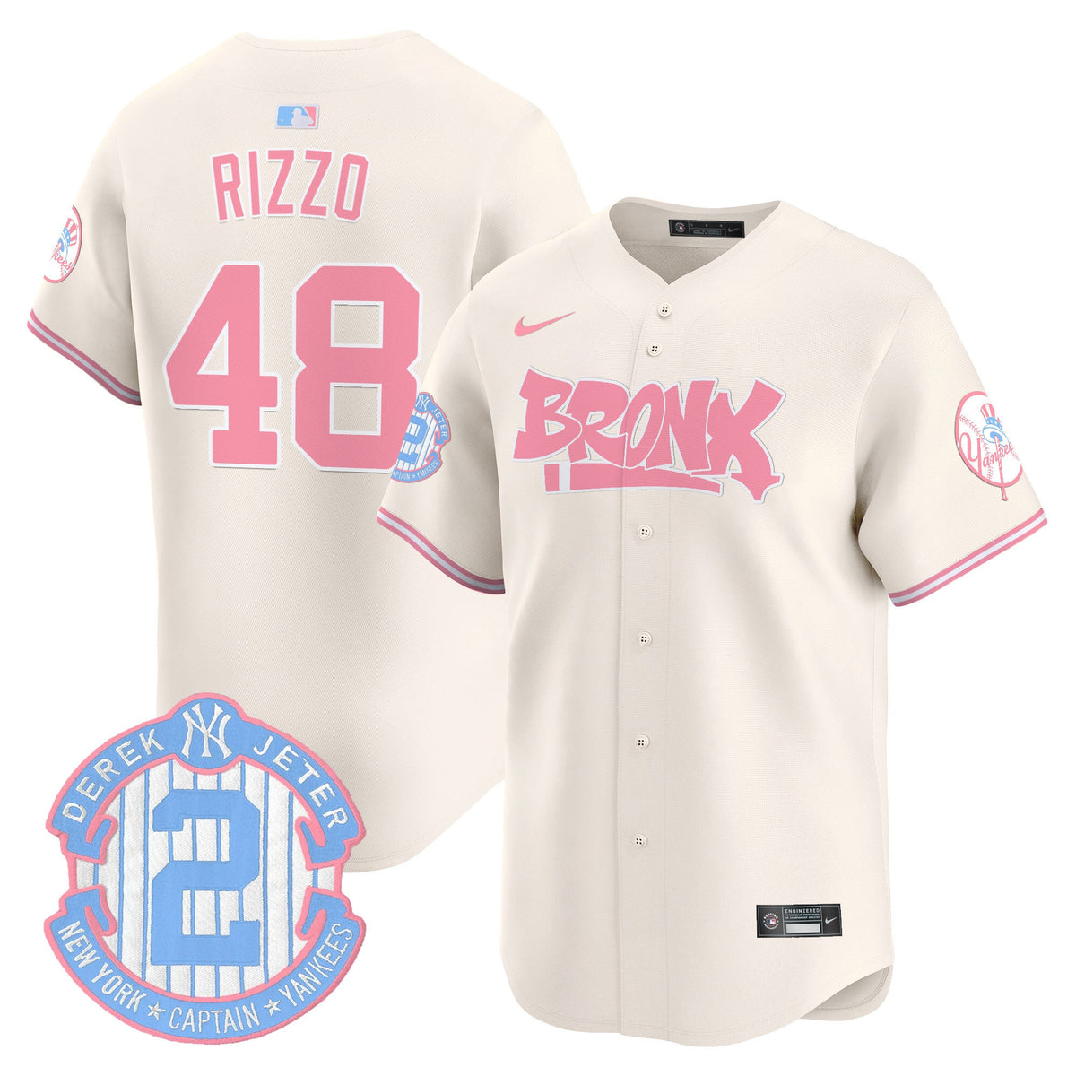 Unisex Yankees The Bronx Graffiti Bubblegum Pink Vapor Premier Limited Jersey - All Stitched