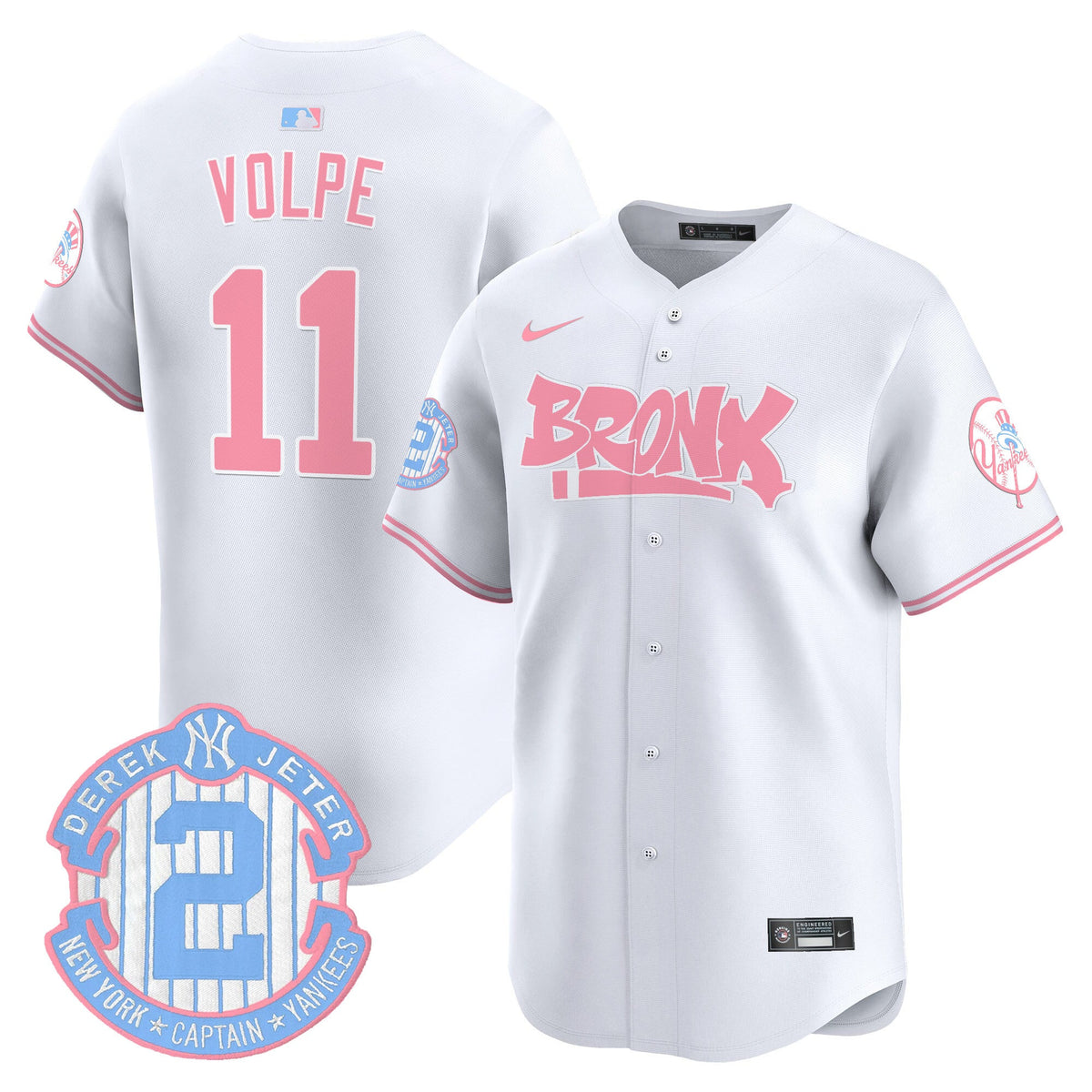 Unisex Yankees The Bronx Graffiti Bubblegum Pink Vapor Premier Limited Jersey - All Stitched