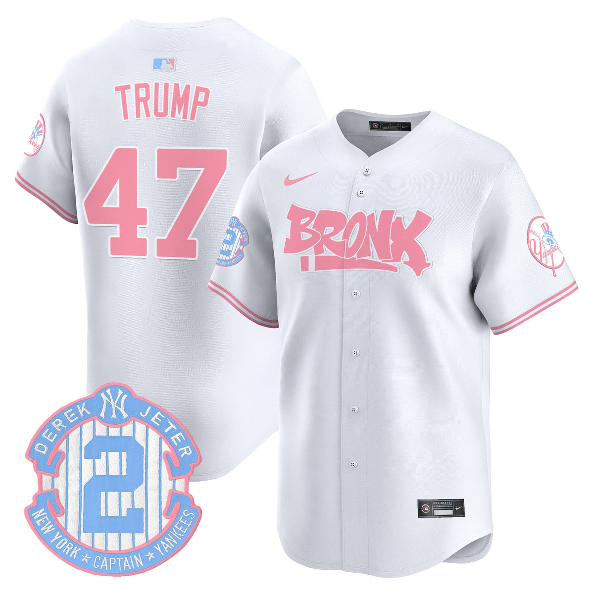 Unisex Yankees The Bronx Graffiti Bubblegum Pink Vapor Premier Limited Jersey - All Stitched