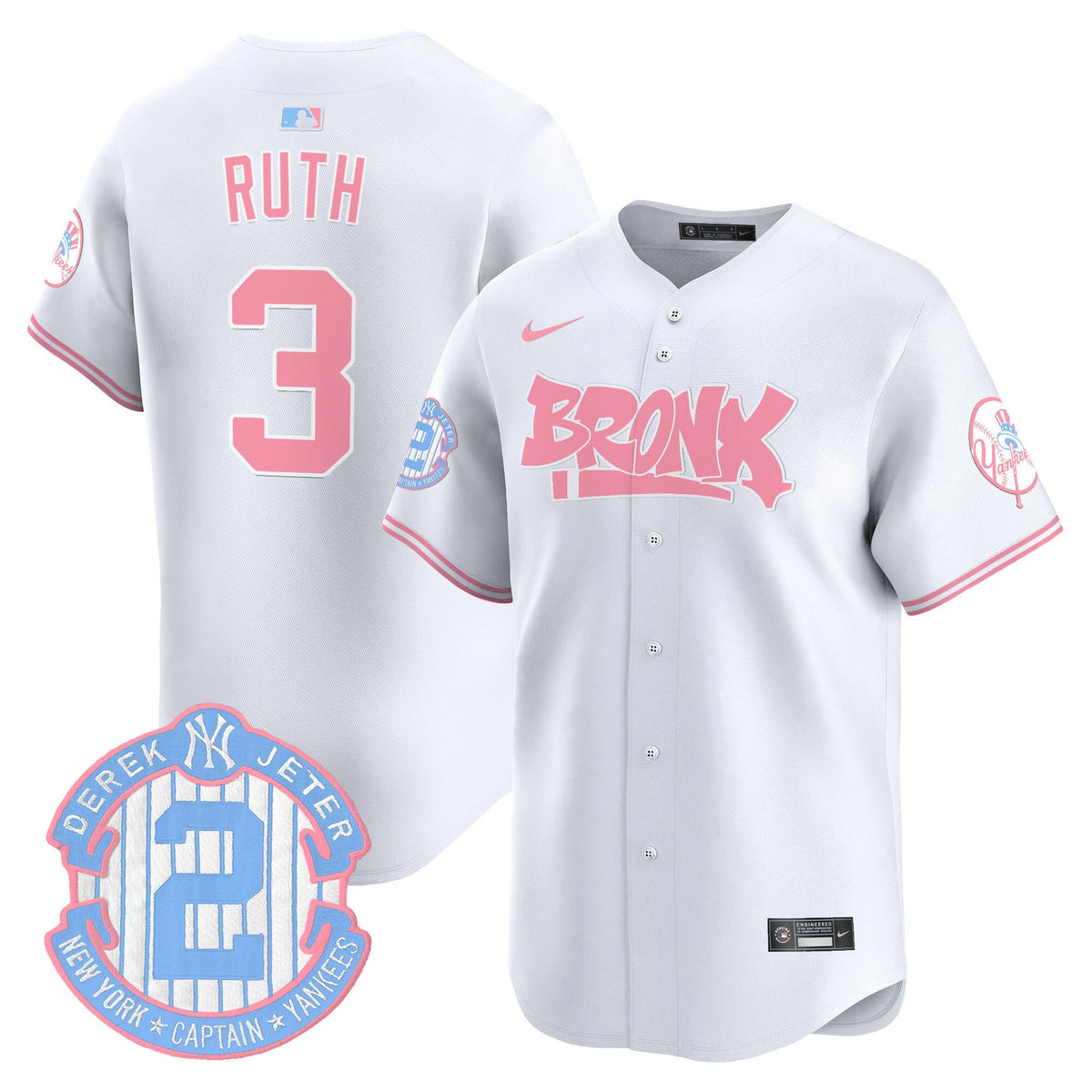 Unisex Yankees The Bronx Graffiti Bubblegum Pink Vapor Premier Limited Jersey - All Stitched