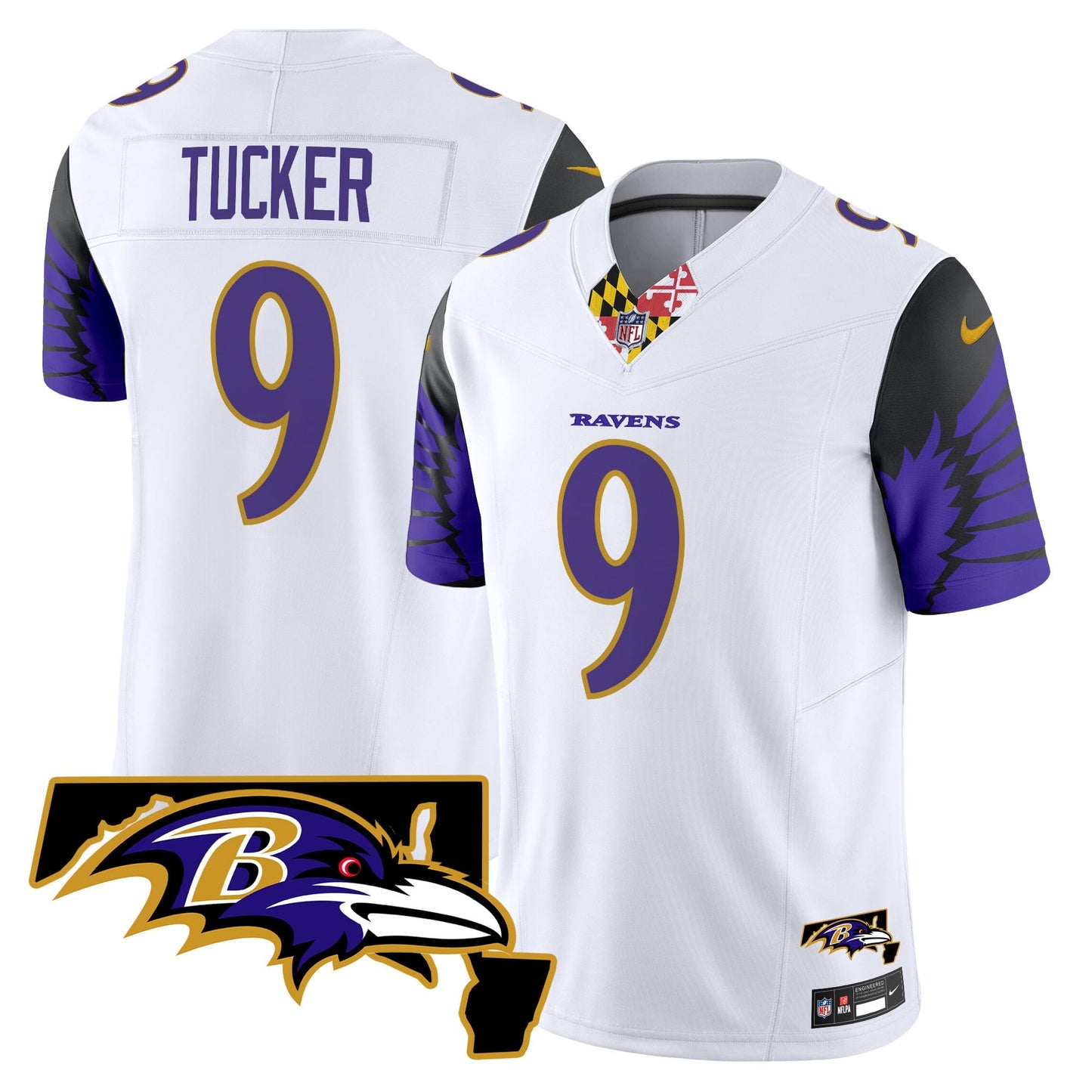 Men's Ravens Maryland Patch Vapor Limited Jersey V2 - All Stitched