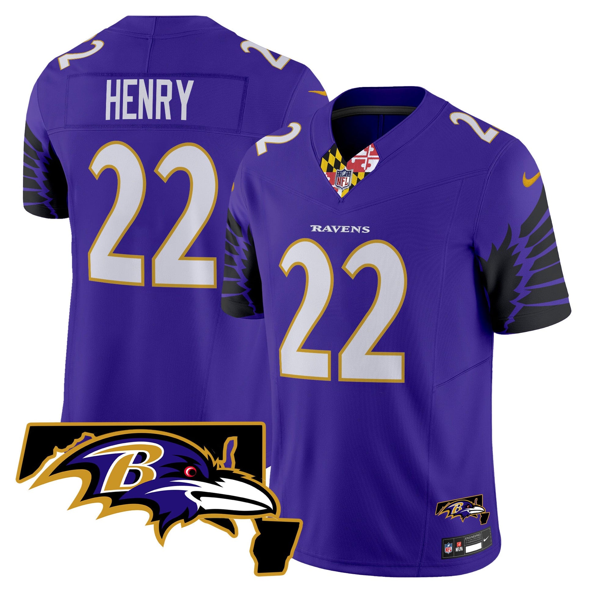 Men's Ravens Maryland Patch Vapor Limited Jersey V2 - All Stitched