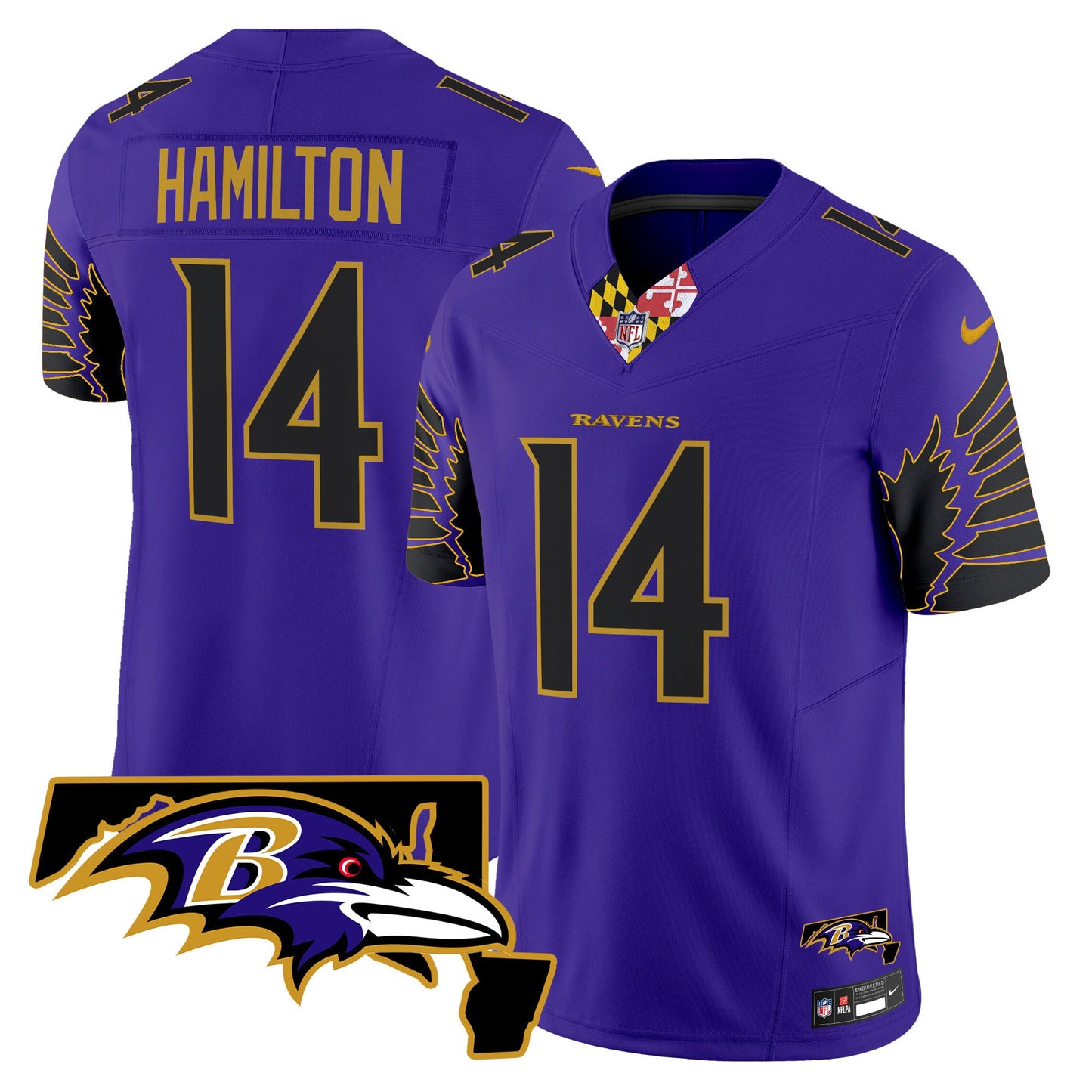 Men's Ravens Maryland Patch Vapor Limited Jersey V2 - All Stitched