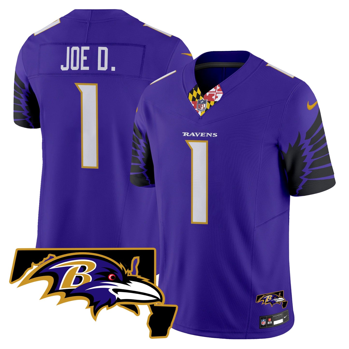 Men's Ravens Maryland Patch Vapor Limited Jersey V2 - All Stitched