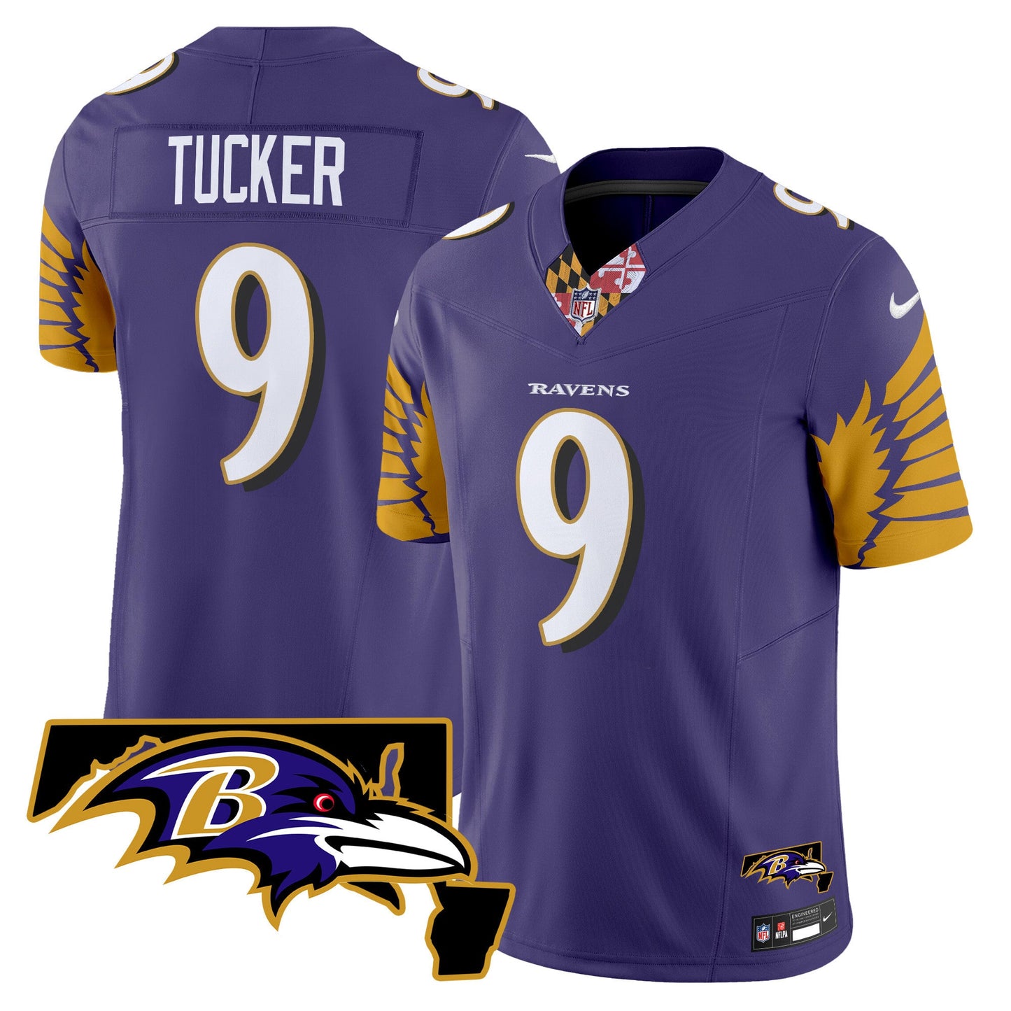 Men's Ravens Maryland Patch Vapor Limited Jersey V3 - All Stitched