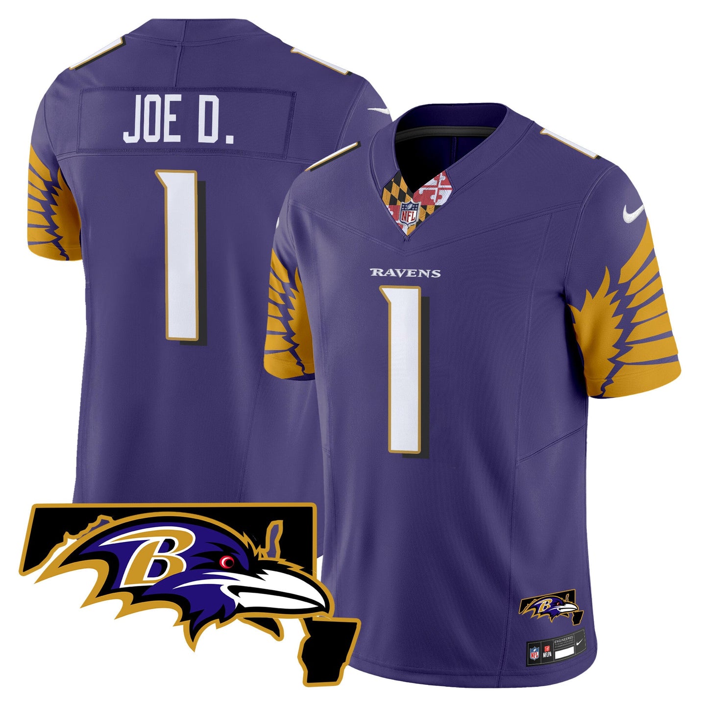 Men's Ravens Maryland Patch Vapor Limited Jersey V3 - All Stitched