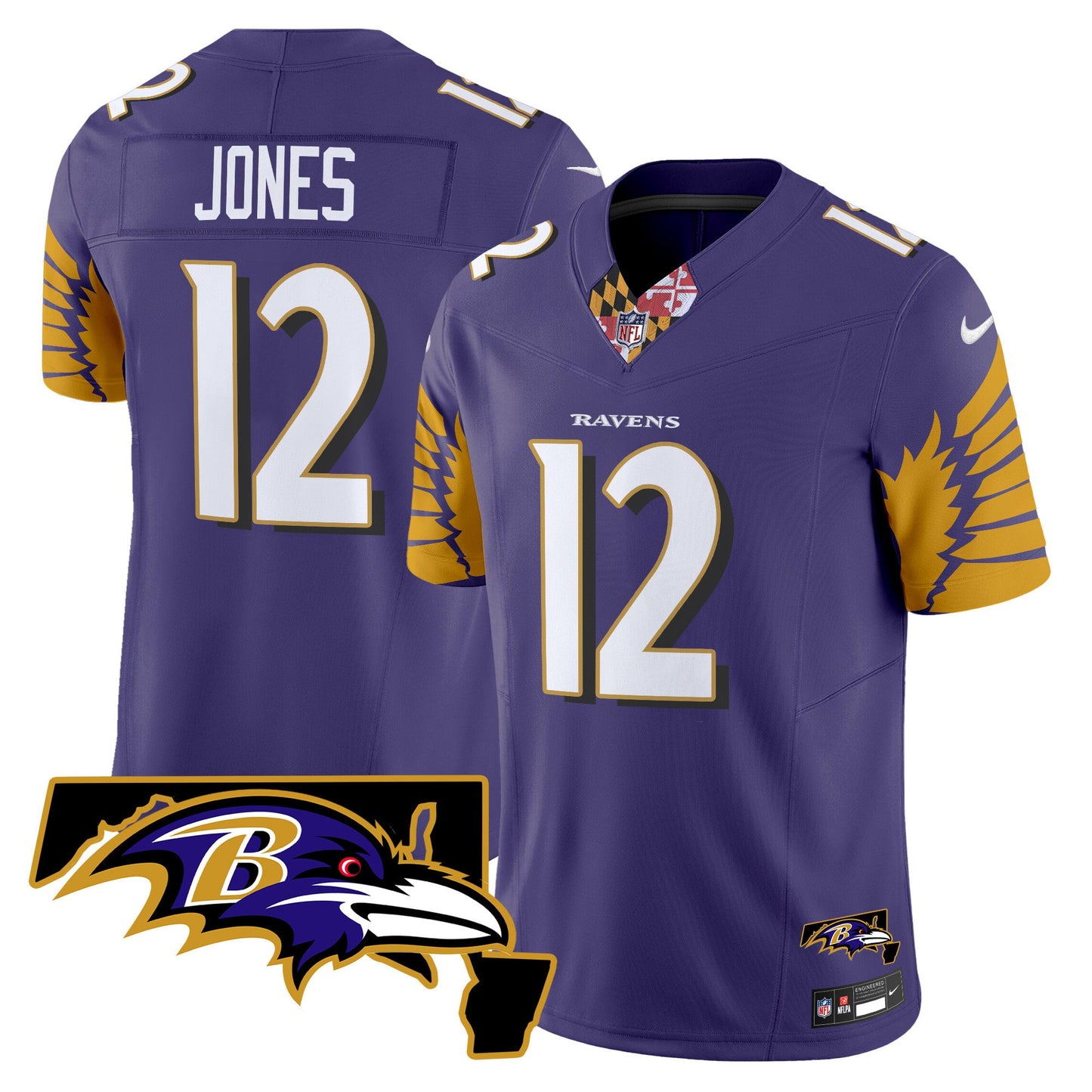 Men's Ravens Maryland Patch Vapor Limited Jersey V3 - All Stitched