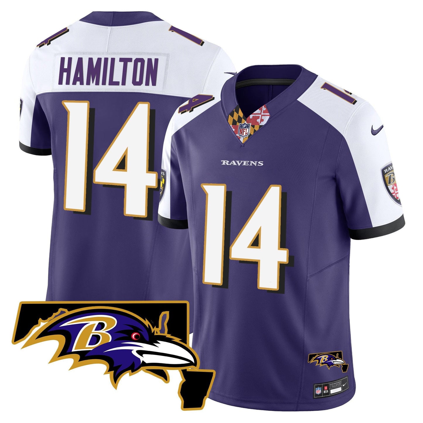 Men's Ravens Maryland Patch Vapor Limited Jersey V3 - All Stitched