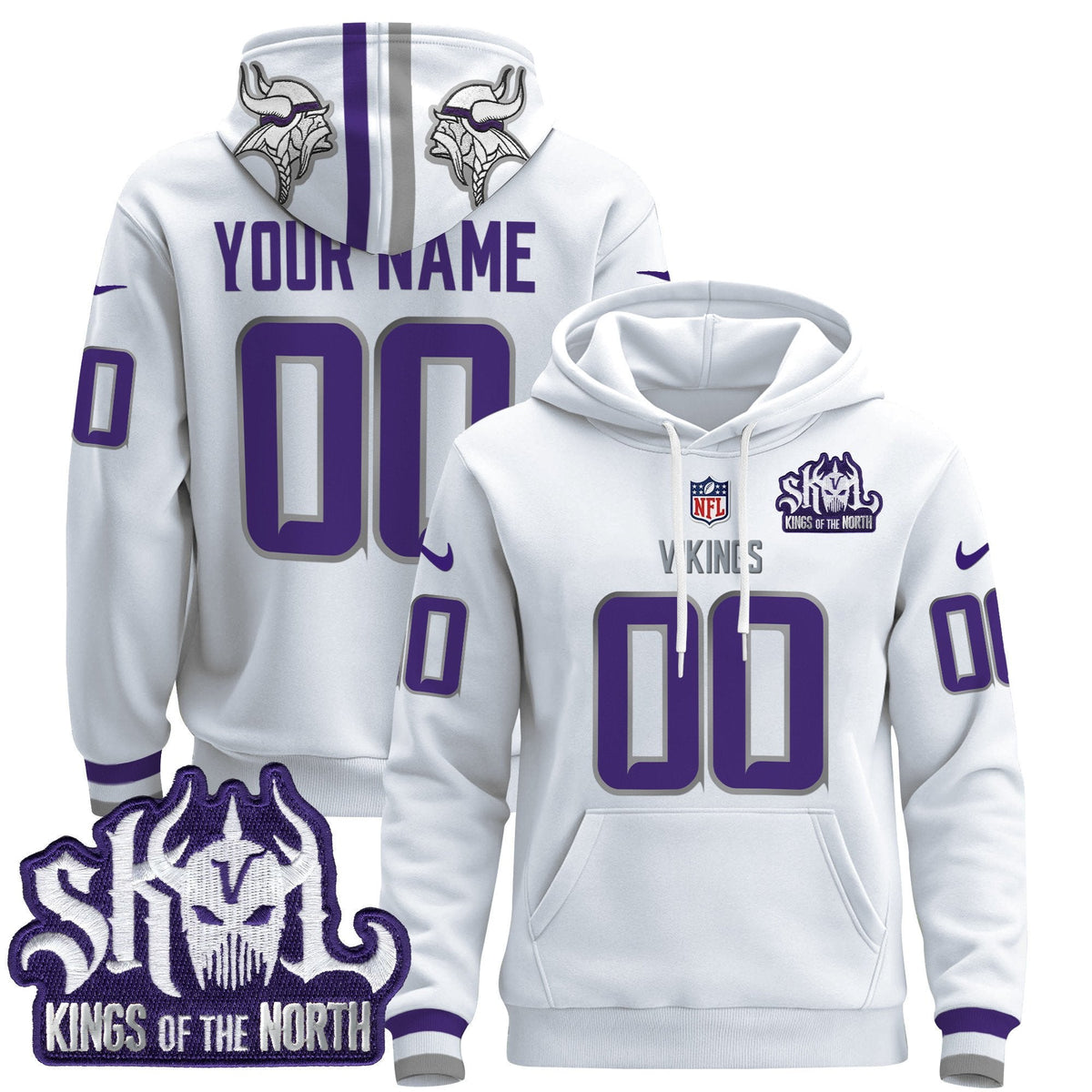Minnesota Vikings 2025 Custom Pullover Hoodie - All Stitched