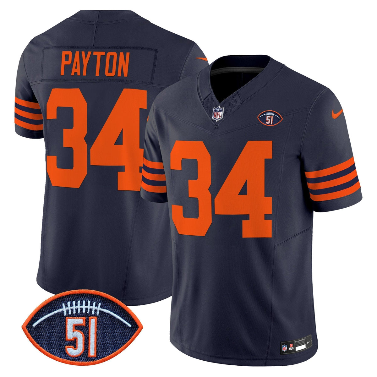 Men's Chicago Bears Dick Butkus Patch Throwback Vapor Limited Jersey - All Stitched