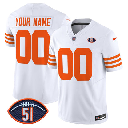Chicago Bears Dick Butkus Patch Throwback Vapor Limited Custom Jersey - All Stitched