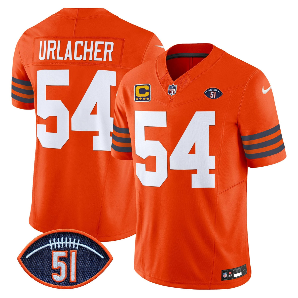 Men's Chicago Bears Dick Butkus Patch Throwback Vapor Limited Jersey - All Stitched