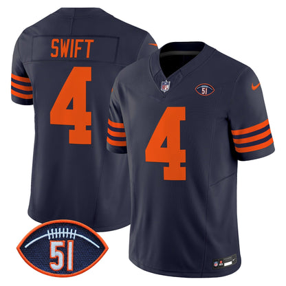 CHI Dick Butkus Patch Throwback Vapor Limited Jersey - All Stitched