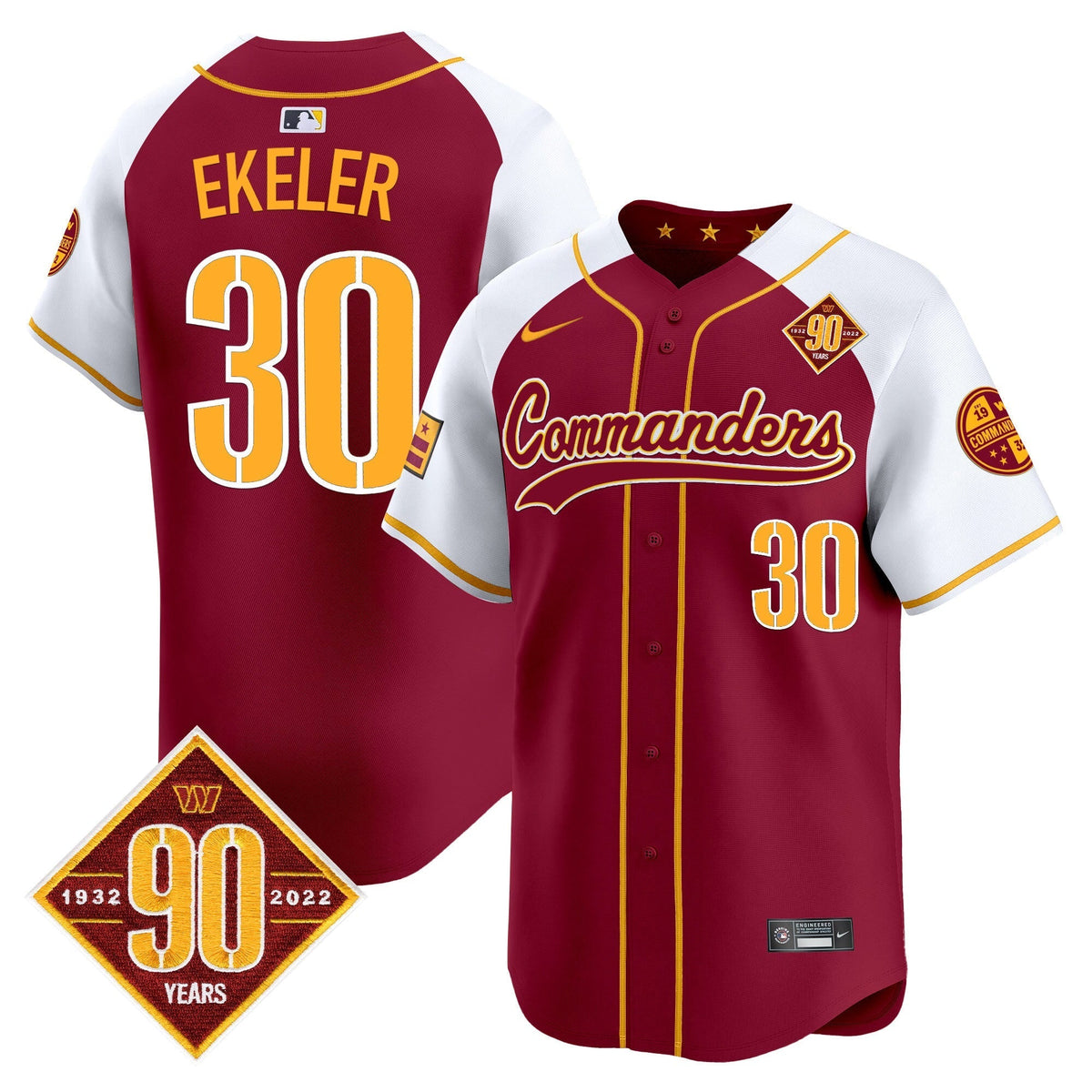 Men's Washington Commanders 90th Anniversary Patch Vapor Premier Limited Jersey - All Stitched