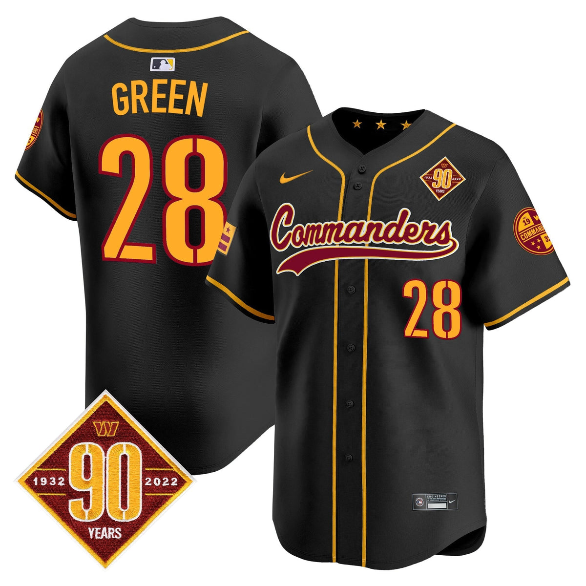 Men's Washington Commanders 90th Anniversary Patch Vapor Premier Limited Jersey - All Stitched