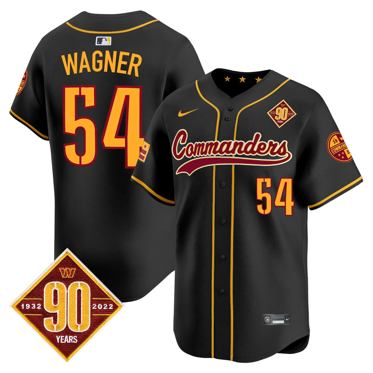 Men's Washington Commanders 90th Anniversary Patch Vapor Premier Limited Jersey - All Stitched