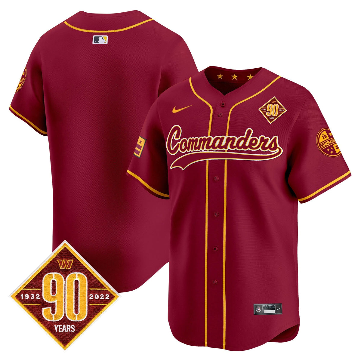 Men's Washington Commanders 90th Anniversary Patch Vapor Premier Limited Jersey - All Stitched