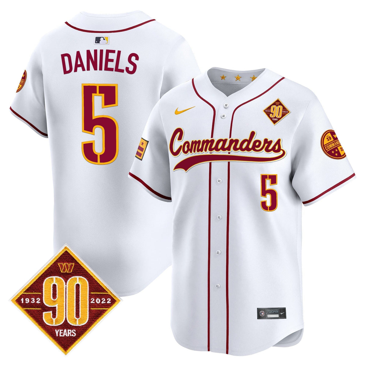 Men's Washington Commanders 90th Anniversary Patch Vapor Premier Limited Jersey - All Stitched