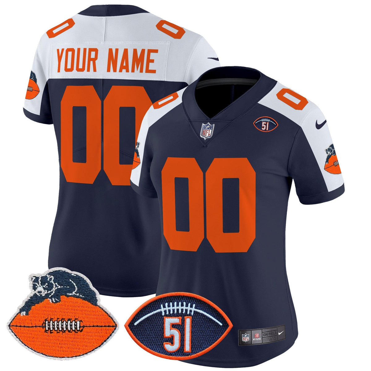 Chicago Bears Dick Butkus Patch Throwback Vapor Limited Custom Jersey - All Stitched