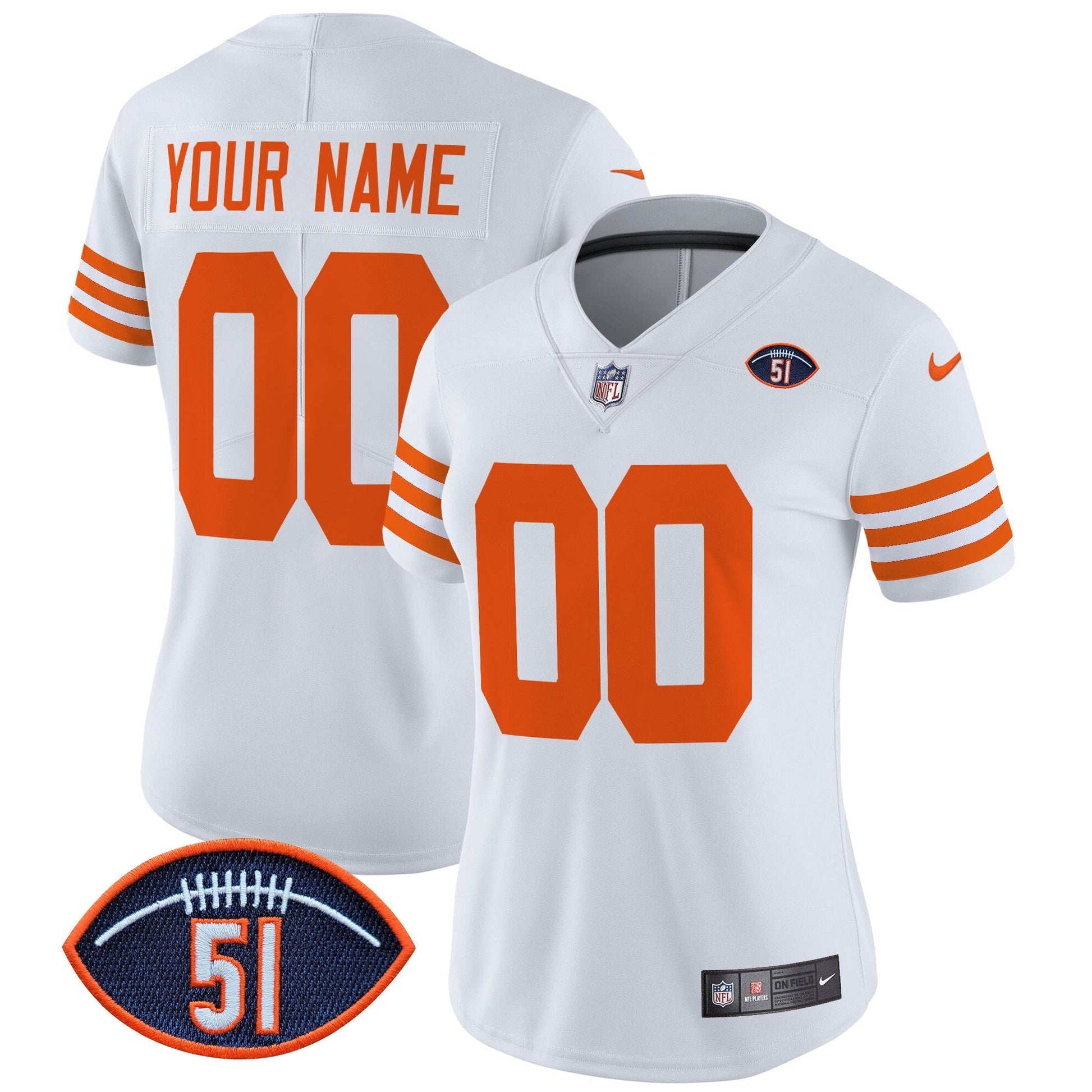 CHI Dick Butkus Patch Throwback Vapor Limited Custom Jersey - All Stitched