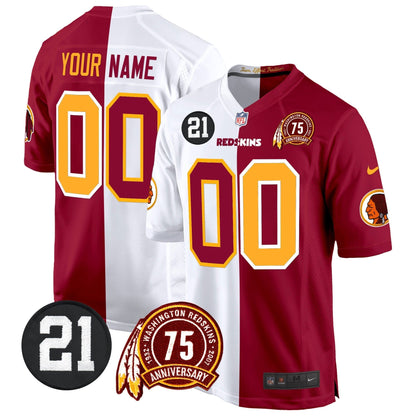 WR 75th & Sean Taylor Patch Game Custom Jersey - Stitched