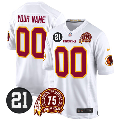 WR 75th & Sean Taylor Patch Game Custom Jersey - Stitched