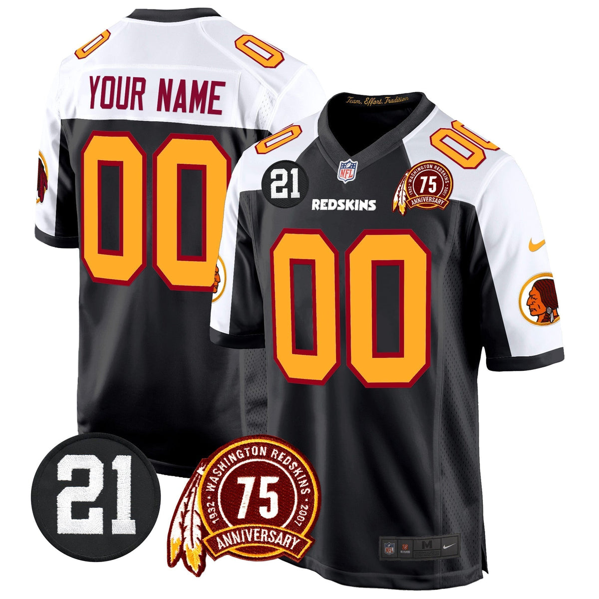 WR 75th & Sean Taylor Patch Game Custom Jersey - Stitched