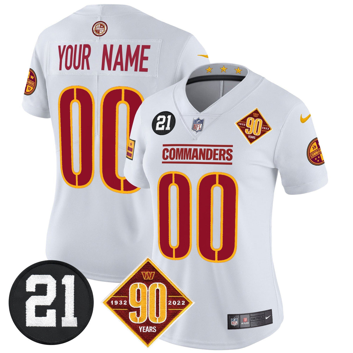 Washington Commanders 90th & Sean Taylor Patch Vapor Limited Custom Jersey - All Stitched