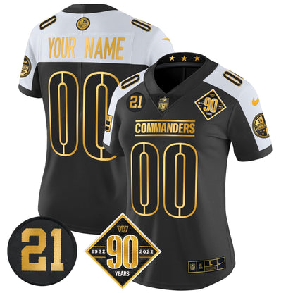 Washington Commanders 90th & Sean Taylor Patch Gold Vapor Limited Custom Jersey - All Stitched