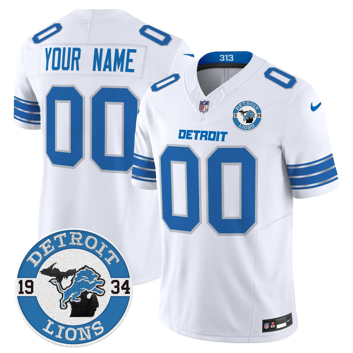 Detroit Lions 2024 Vapor Limited Custom Jersey - Est. 1934 Patch - All Stitched