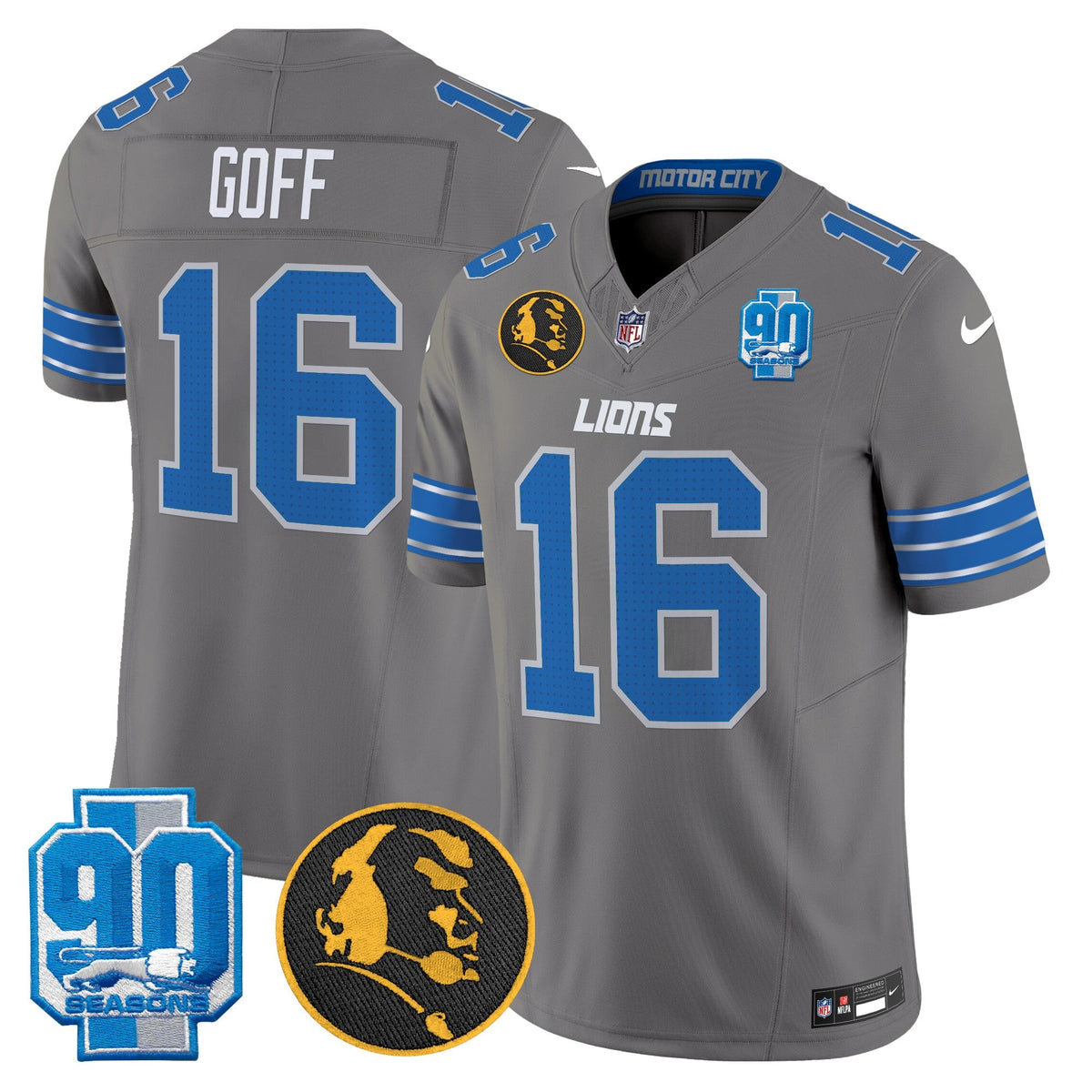 Men's Detroit Lions 2024 90th & John Madden Patch Vapor Limited Jersey - All Stitched