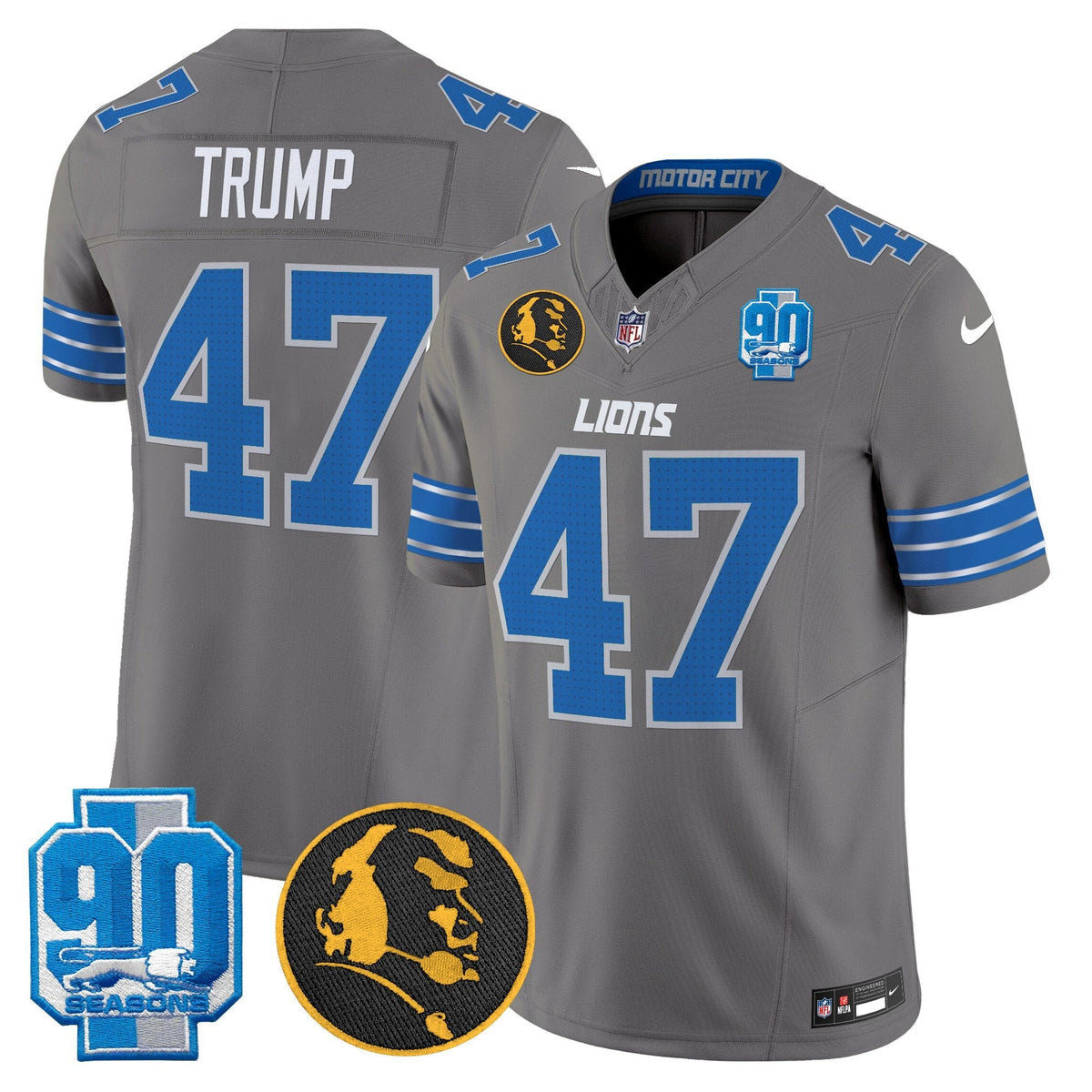 Men's Detroit Lions 2024 90th & John Madden Patch Vapor Limited Jersey - All Stitched