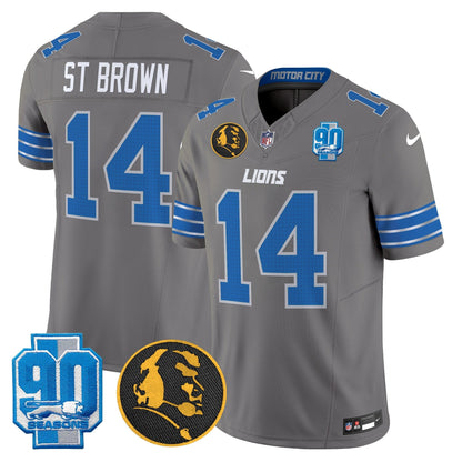 Men's Detroit Lions 2024 90th & John Madden Patch Vapor Limited Jersey - All Stitched