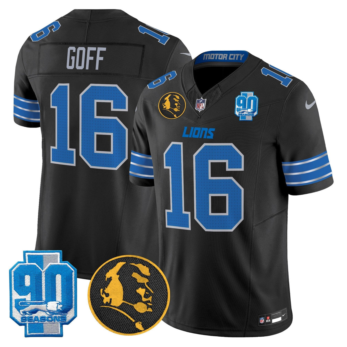 Men's Detroit Lions 2024 90th & John Madden Patch Vapor Limited Jersey - All Stitched