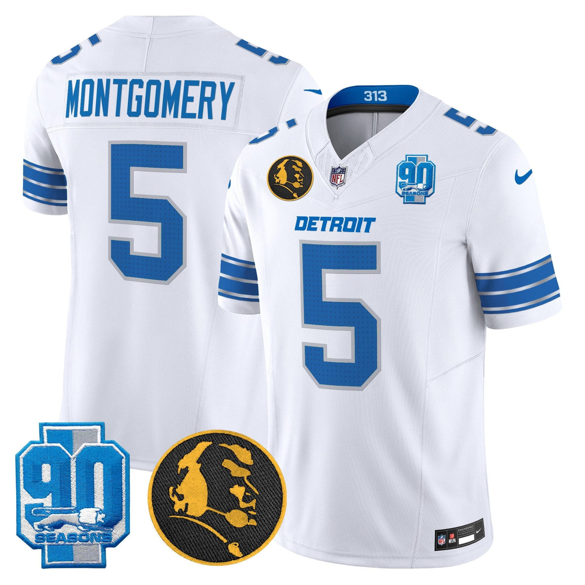 Men's Detroit Lions 2024 90th & John Madden Patch Vapor Limited Jersey - All Stitched