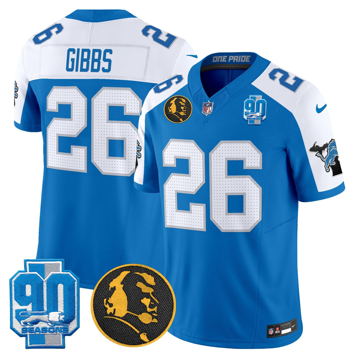 Men's Detroit Lions 2024 90th & John Madden Patch Vapor Limited Jersey - All Stitched