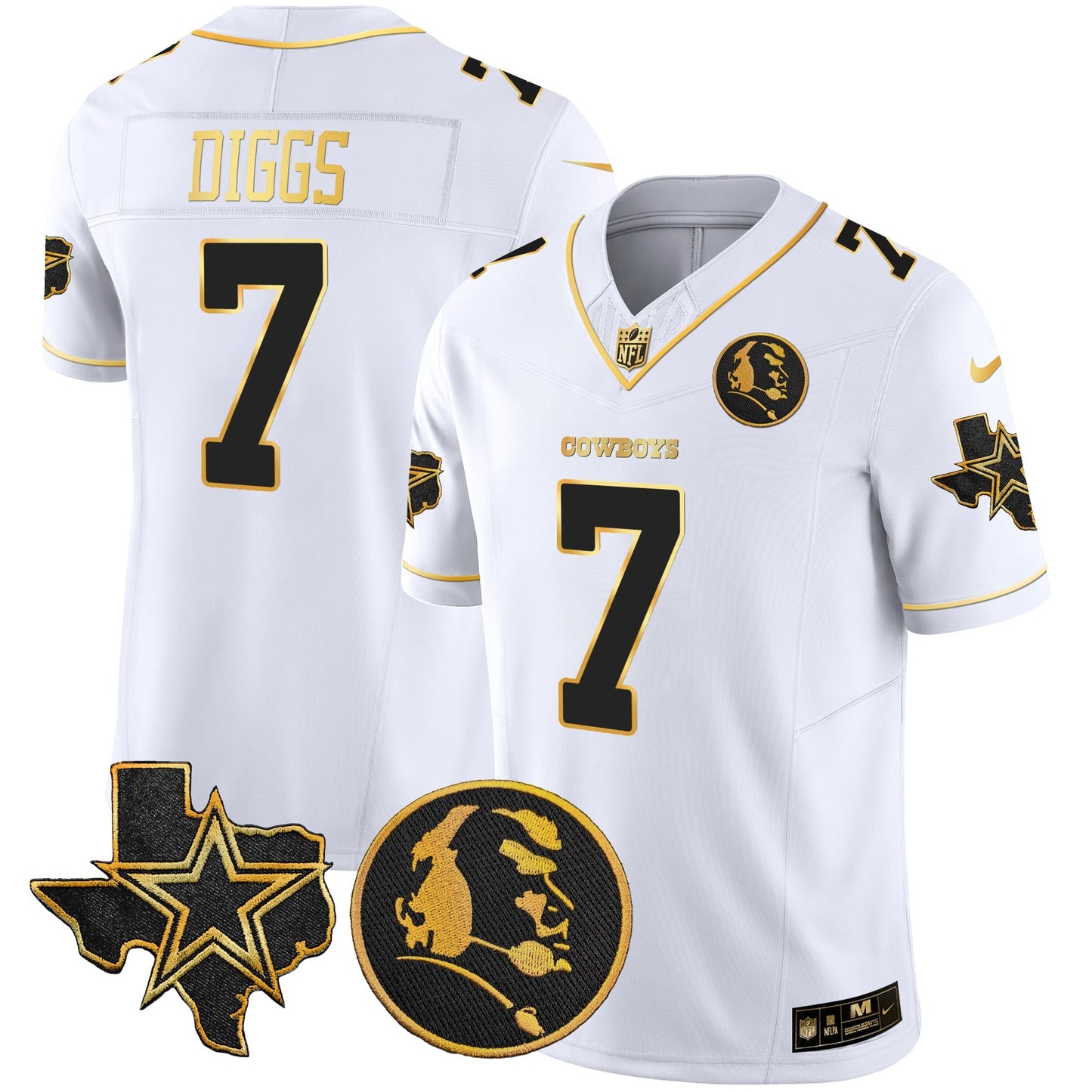 Men's Cowboys Texas & John Madden Patch Gold Vapor Limited Jersey - All Stitched