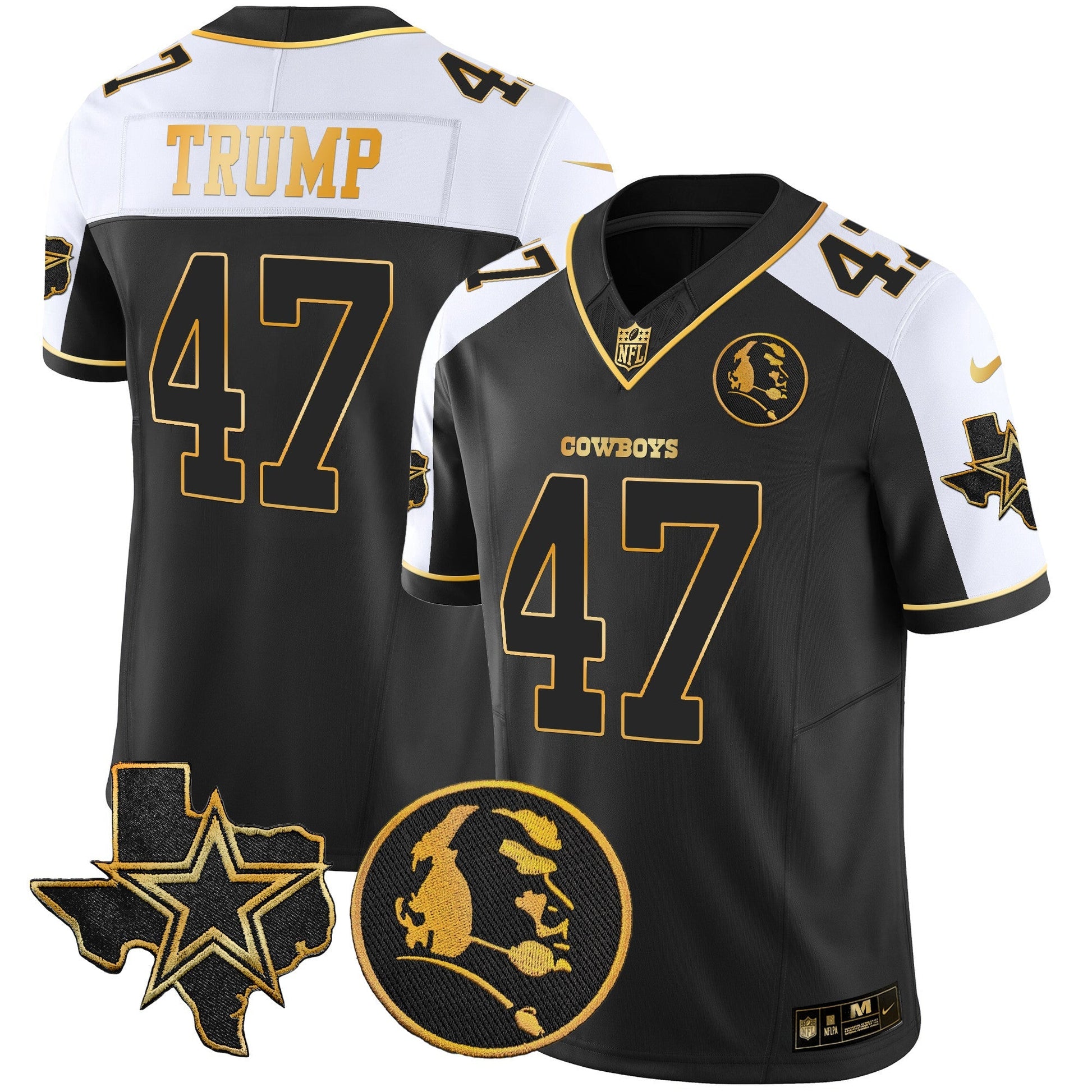 Cowboys Texas & John Madden Patch Gold Vapor Limited Jersey - All Stitched