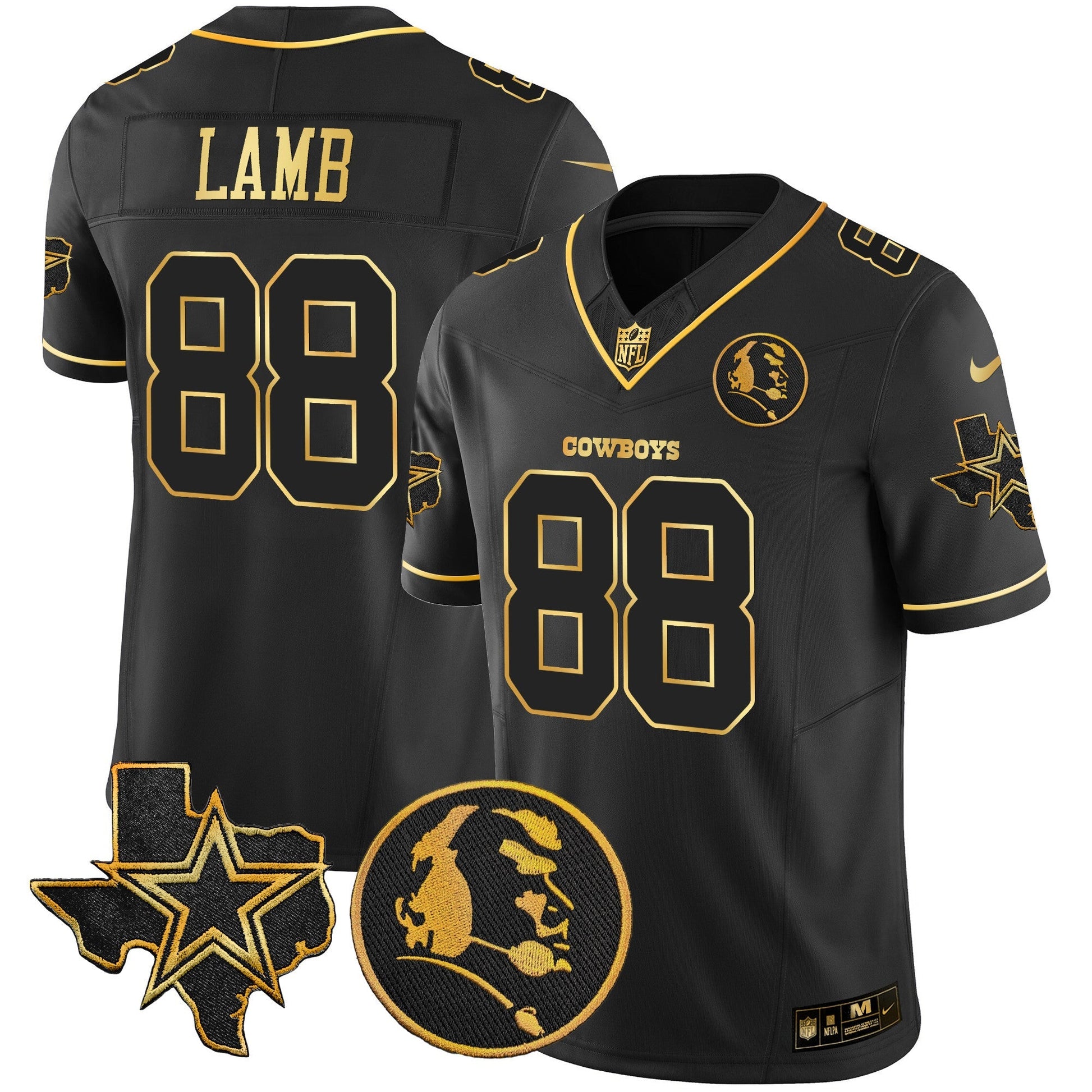 Cowboys Texas & John Madden Patch Gold Vapor Limited Jersey - All Stitched